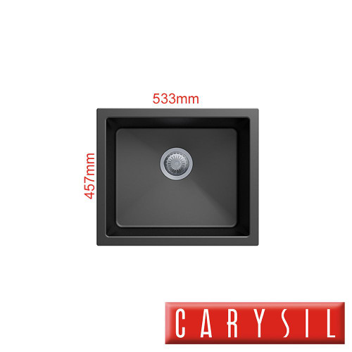 Carysil Salsa Nera Matte Black Granite Single Bowl Kitchen Sink, Renovator Store Australia