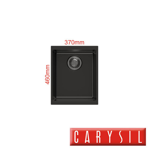 Carysil Enigma N-100N Black Single Bowl Granite Kitchen and Laundry Sink, available at Renovator Store Australia.