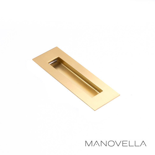 Manovella 150mm x 50mm Satin Brass Sliding Door Flush Pull for Modern Australian Homes