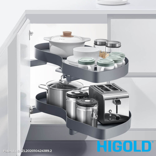 Higold Australia Shearer Swing Out Kitchen Corner Storage for 900mm Blind Corner Cabinets in Titanium Grey
