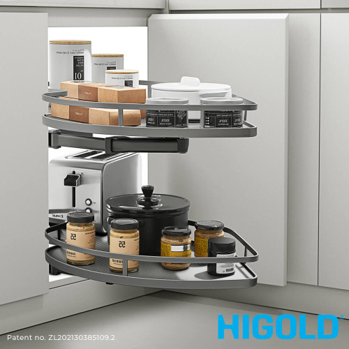 Higold Shearer Style Left Opening Blind Corner Magic Corner Pull Out Kitchen Storage Baskets for 900mm Cabinet Australia