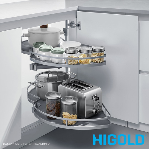 HIGOLD Diamond Style Swing Out Kitchen Corner Storage for 900mm Blind Cabinets, Left Opening - Renovator Store Australia