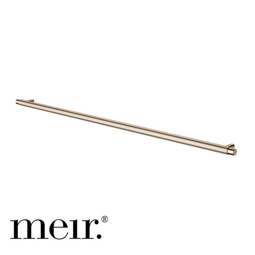 Meir Oppen 520mm Round Pull Cabinet Handle in Champagne finish featuring a linear knurled texture for modern kitchen and bathroom cabinetry in Australia.
