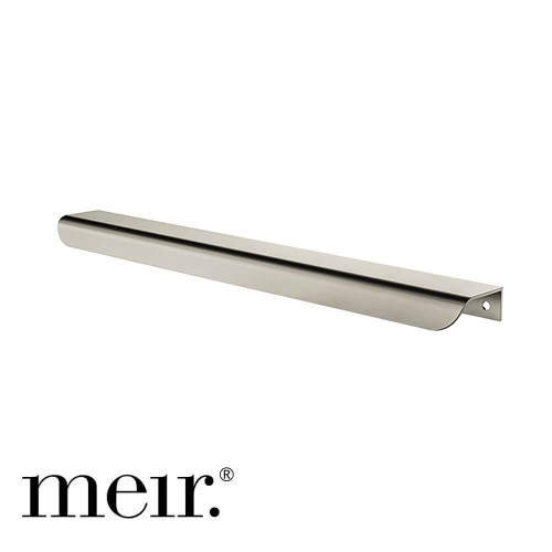 Meir Oppen 300mm Brushed Nickel Edge Pull Cabinet Handle for modern Australian kitchens and bathrooms.