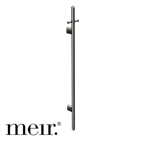 Meir Round Heated Vertical Towel Rail in Shadow PVD Finish, Modern Energy-Efficient Wall Mounted Bathroom Accessory, Australia.