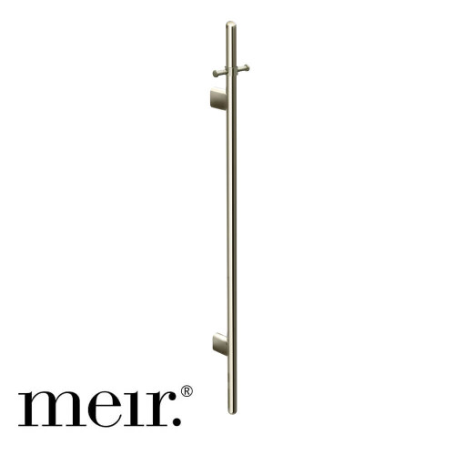 Meir Vertical Heated Towel Rail in PVD Brushed Nickel finish for modern Australian luxury bathrooms. SKU: MHT02B-PVDBN.