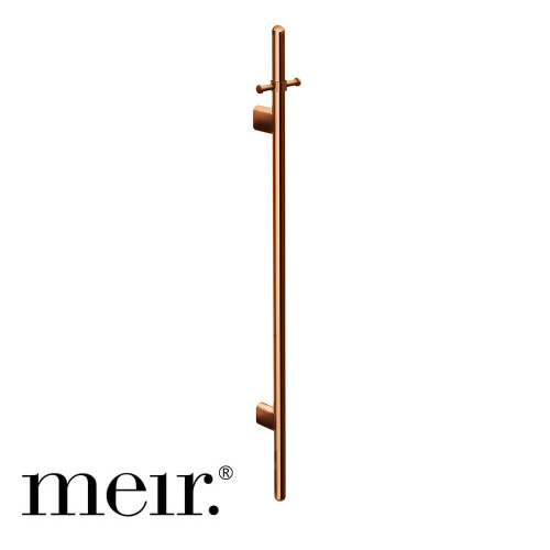 Meir Round Heated Vertical Towel Rail in Lustre Bronze PVD finish, available for Australian bathroom renovations.