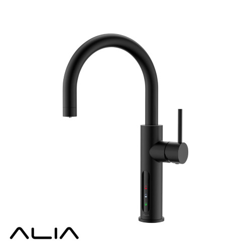 Modern Alia X51 Instant Hot and Cold Filtered Water Tap in Matte Black finish for Australian kitchens.
