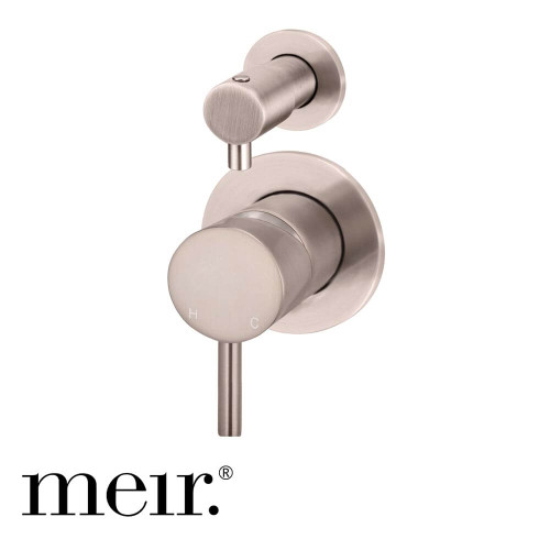 Meir Champagne Round Diverter Mixer for bathroom and shower renovations in Australia.