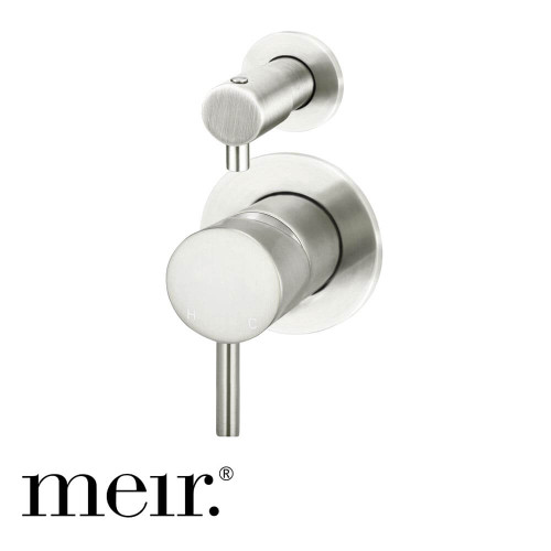Meir Round PVD Brushed Nickel Diverter Mixer for luxury bathroom renovations in Australia