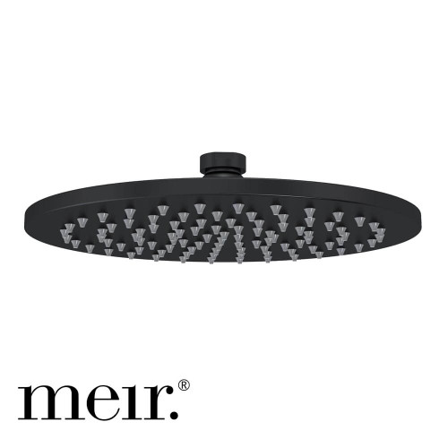 Meir Matte Black Round Brass 200mm Rain Shower Head for Modern Australian Bathrooms