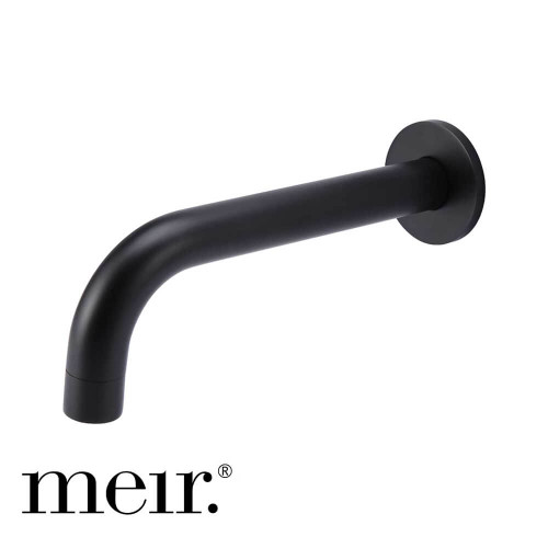 Meir Round Curved Matte Black Brass Wall Mounted Bath Spout for Australian Bathrooms