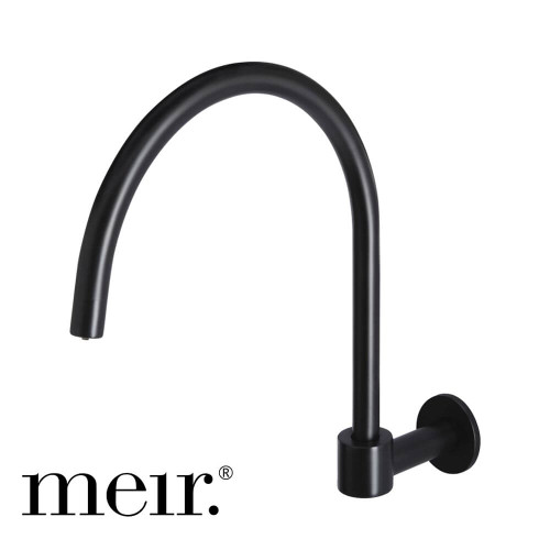 Meir Round Matte Black High-Rise Swivel Wall Mounted Spout for Laundry or Bath, Australia.