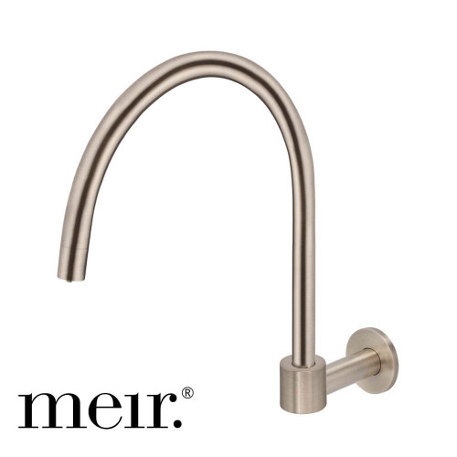 Meir Champagne Round Brass High Rise Swivel Wall Mounted Spout for Modern Australian Bathrooms