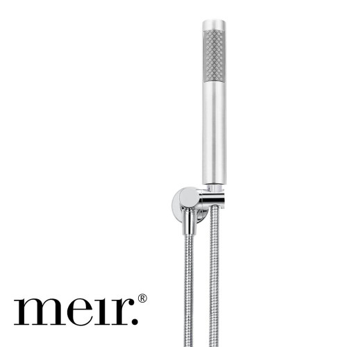 Meir Round Polished Chrome Hand Shower with Fixed Bracket and Flexible Hose for Modern Australian Bathrooms