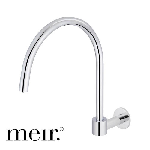 Meir Polished Chrome Round High-Rise Wall Mounted Swivel Spout for Bathroom or Laundry, Australia