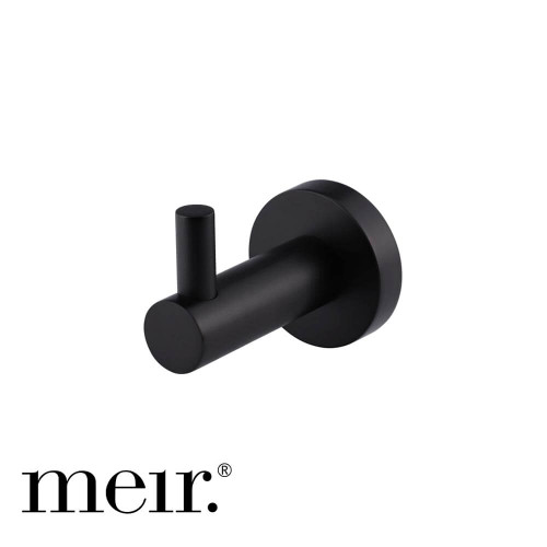 Meir Matte Black Round Brass Robe Hook for modern bathroom upgrades in Australia