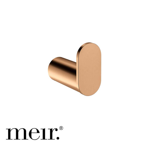 Meir Curvae Single Robe Hook in PVD Lustre Bronze finish for modern bathroom renovations in Australia.