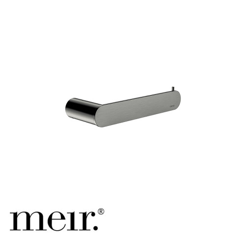 Meir Curvae Double Robe Hook in Shadow Gunmetal finish, a contemporary dual-hook wall accessory for modern Australian bathrooms.