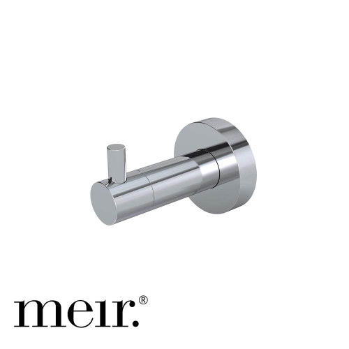 Meir Round Robe Hook in Polished Chrome finish, a solid brass bathroom accessory for modern homes in Australia and beyond.