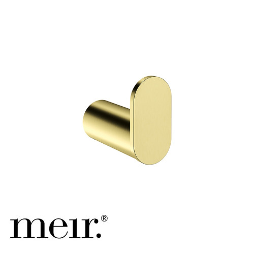 Meir Curvae Single Robe Hook in PVD Tiger Bronze for luxury bathroom renovations in Australia.