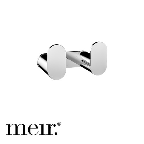 Meir Curvae Polished Chrome Double Robe Hook, Modern Stainless Steel Bathroom Wall Hook Australia.