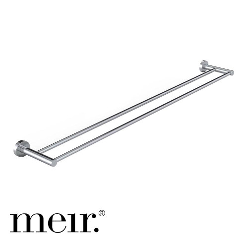 Meir Round Double Towel Rail 900mm in Polished Chrome finish, an elegant and durable bathroom accessory for Australian homes.