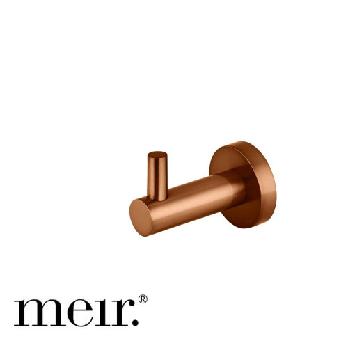 Meir Round Robe Hook in Lustre Bronze finish for luxury bathroom renovations in Australia.