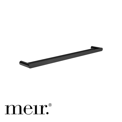 Meir Curvae Single Towel Rail 600mm in Matte Black finish for modern Australian bathroom renovations.