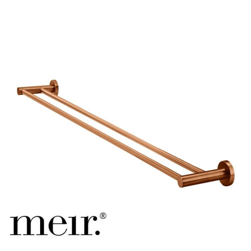 Meir Round Double Towel Rail 600mm in PVD Lustre Bronze for modern Australian bathrooms.