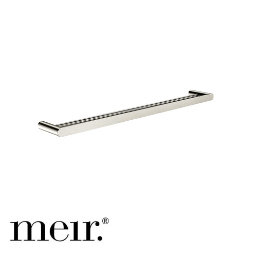 Meir Curvae 800mm Double Towel Rail in PVD Brushed Nickel for modern bathroom renovations in Australia.