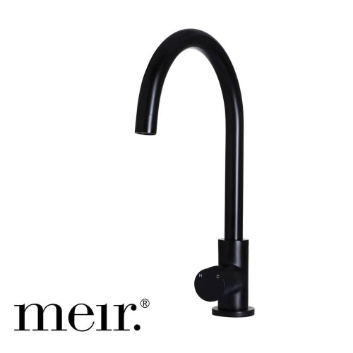 Meir Matte Black Round Pinless Wall Mixer Handle for luxury bathroom and kitchen renovations in Australia.