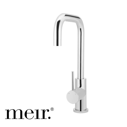Modern square neck 3-way kitchen mixer tap in polished chrome finish for filtered and tap water, available in Australia.