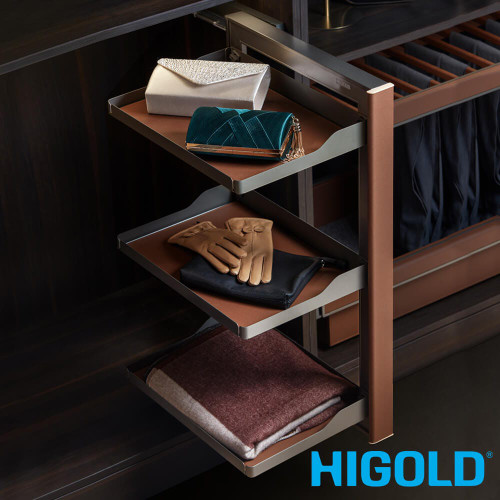 3-Tier Higold B Series Slide-Out Wardrobe Organiser in Teal, Right Side Mount for Australian Closets