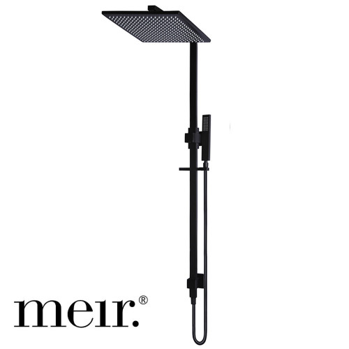 Meir Square King 2-in-1 Matte Black Shower Rail Set with Overhead Rain Rose and Handheld Wand for Australia and NZ Bathrooms