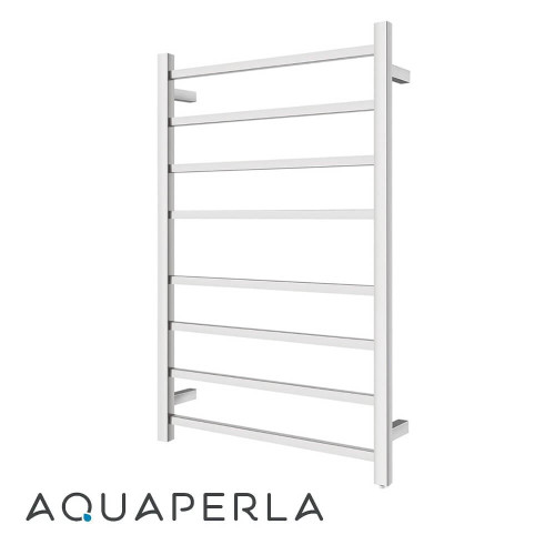 Aquaperla 8-Bar Square Chrome Electric Heated Towel Rail for Modern Australian Bathrooms