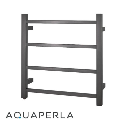 Aquaperla 4 Bar Round Electric Heated Towel Rail in Brushed Gunmetal Grey for Australian Bathrooms