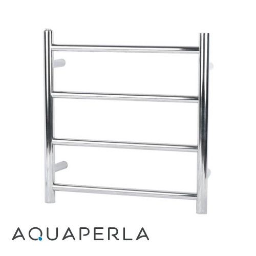 Aquaperla 4-Bar Round Chrome Electric Heated Towel Rail, Wall-Mounted Stainless Steel Towel Warmer for Australian Bathrooms