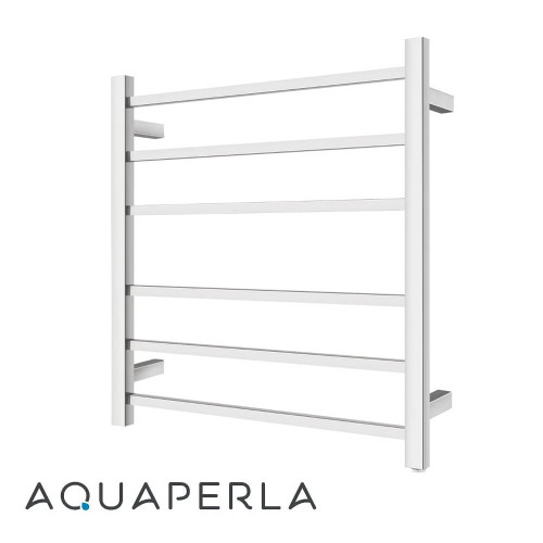 Aquaperla Square Chrome 6-Bar Electric Heated Towel Rail for Modern Australian Bathrooms