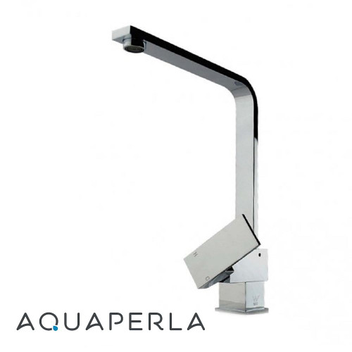 Modern AQUAPERLA Blaze Chrome Square Neck Kitchen Mixer Tap for contemporary Australian kitchens and laundries.