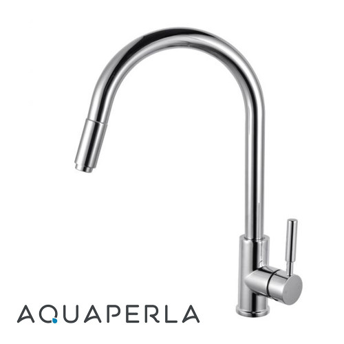 Round Chrome Pull Out Kitchen Sink Mixer Tap with 360 Degree Swivel, Polished Finish for Australian Kitchen Renovations