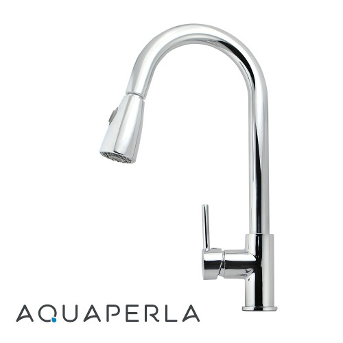 Aquaperla Round Chrome Kitchen Mixer Tap with Button for Australian Kitchen Renovations