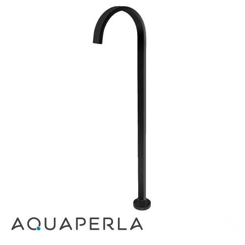 Aquaperla Rectangular Floor Standing Matte Black Bath Spout for modern Australian bathrooms.