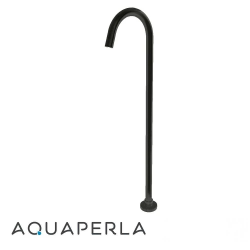 Aquaperla Matte Black Floor Standing Round Bath Spout for modern Australian bathrooms.