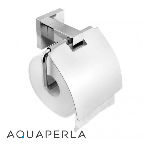 Modern Chrome Blaze Toilet Paper Roll Holder with Cover Plate for Australian Bathrooms - Polished Stainless Steel Wall Mounted Tissue Dispenser.