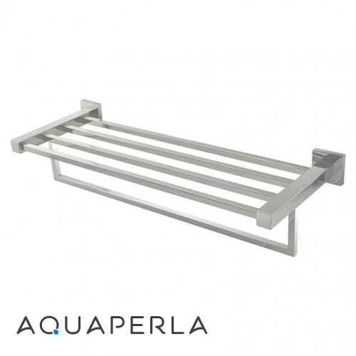Modern Chrome 600mm Wall Mounted Towel Rack and Shelf for Australian Bathrooms