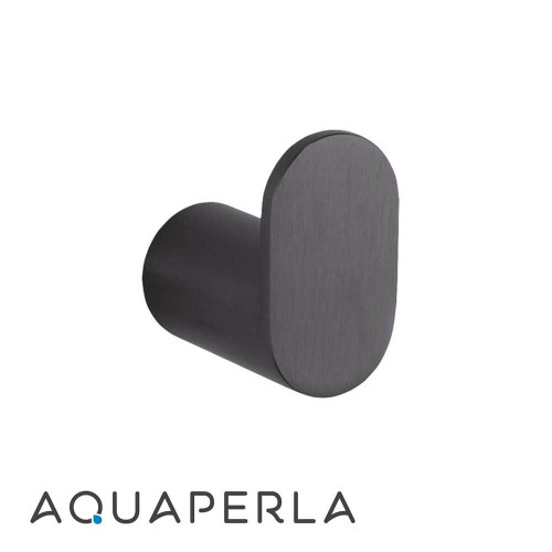 Aquaperla Rushy Round Gun Metal Grey Stainless Steel Robe and Towel Hook for Modern Australian Bathrooms