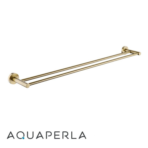 Brushed gold double towel rail 800mm for modern Australian bathrooms.