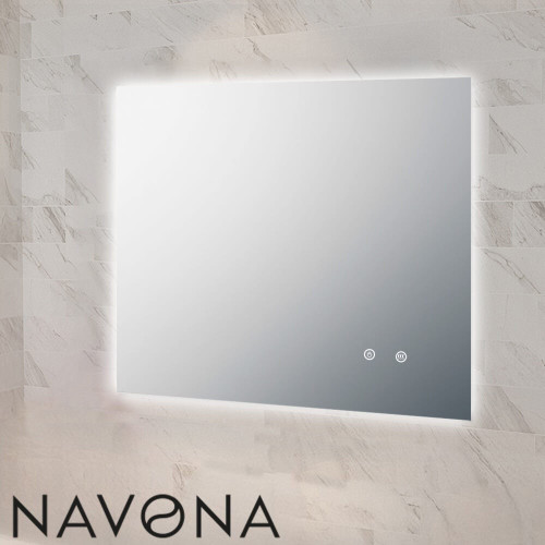 Modern Navona 900x750mm Frameless Rectangle LED Bathroom Mirror with 3-Colour Dimmable Lighting and Built-in Defogger for Australian Homes.
