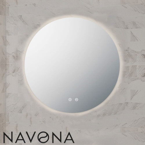 Navona 900mm Frameless Round LED Bathroom Mirror with 3-Colour Dimmable Lighting and Defogger, Melbourne Australia